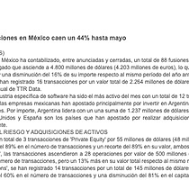 Las fusiones y adquisiciones en Mxico caen un 44% hasta mayo